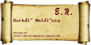 Borkó Melánia névjegykártya